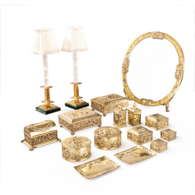 View full screen - View 1 of Lot 801. Mary, Countess Of Cardigan's Charles II and George II silver-gilt toilet service, apparently unmarked, the majority circa 1680.