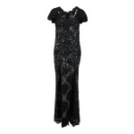 Haute Couture Black Sequined Lace Evening Gown, 2000s