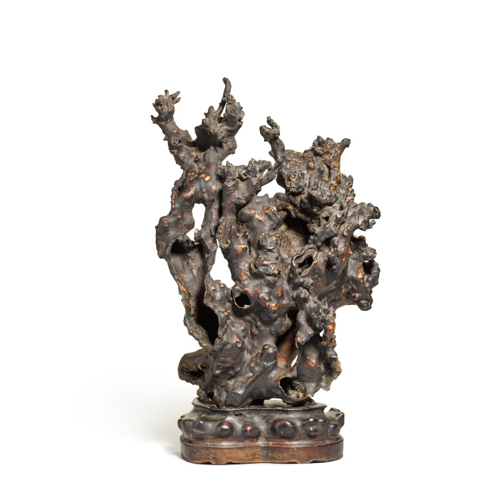 View full screen - View 1 of Lot 858. A rootwood 'scholar's rock' group, Qing dynasty.