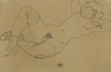 View full screen - View 1 of Lot 121. Liegender Akt mit verschränkten Armen (Reclining Nude with Crossed Arms).