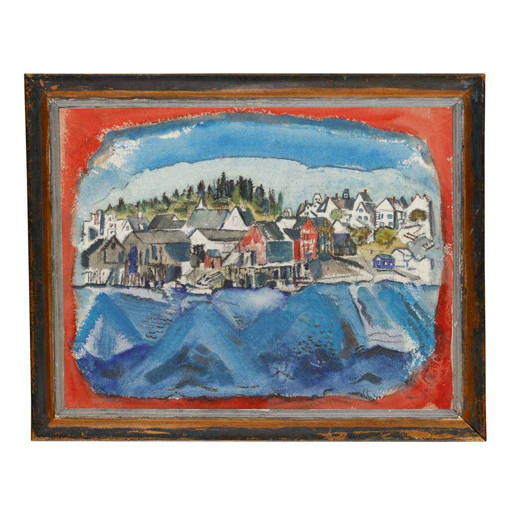 View full screen - View 1 of Lot 21. JOHN MARIN | STONINGTON WHARF, NO. 1 (RED AND BLUE, MAINE).