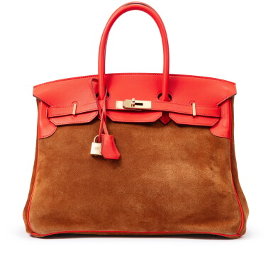 View full screen - View 1 of Lot 632. Limited Edition Capucine Swift and Chamois Grizzly Touch Birkin 35 Permabrass Hardware, 2013.