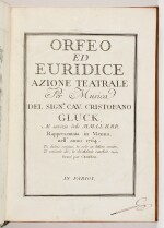 C.W.v. Gluck. First edition, variant issue, in Italian, of "Orfeo ed Euridice", 1764
