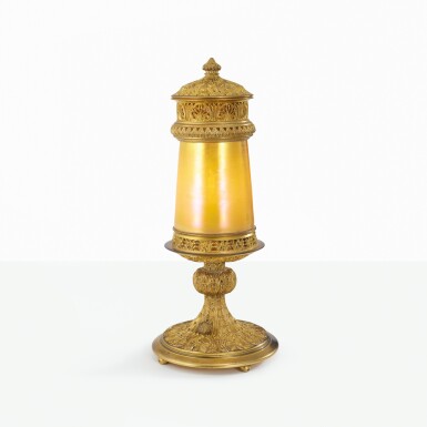 View full screen - View 1 of Lot 26. TIFFANY STUDIOS | "VENETIAN" NEWEL POST LAMP.