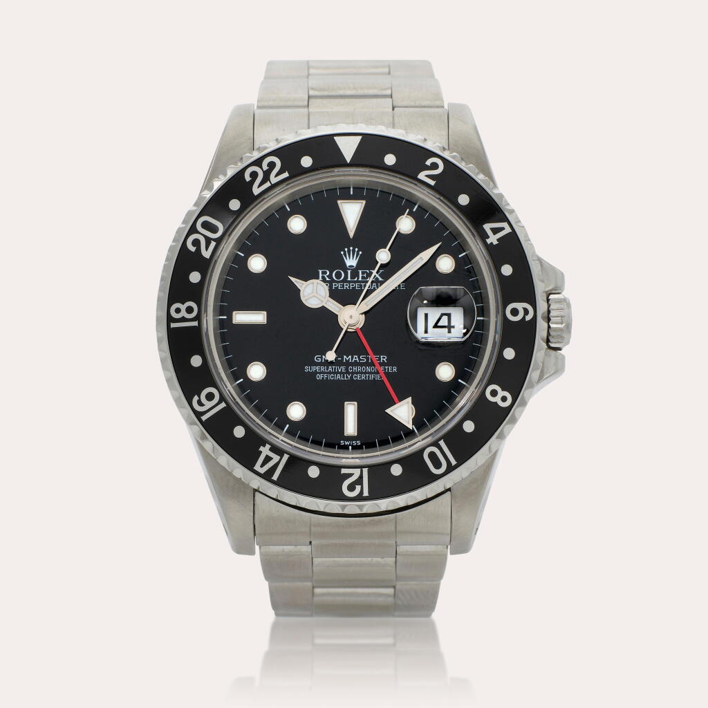 View full screen - View 1 of Lot 230. GMT-Master, Reference 16700 | A stainless steel dual time zone wristwatch with bracelet and date .