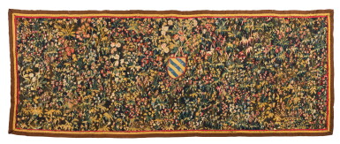 View full screen - View 1 of Lot 4. A mille-fleurs tapestry, Flanders, late 15th - early 16th century | Tapisserie aux mille-fleurs, Flandres, fin XVe - début XVIe siècle.