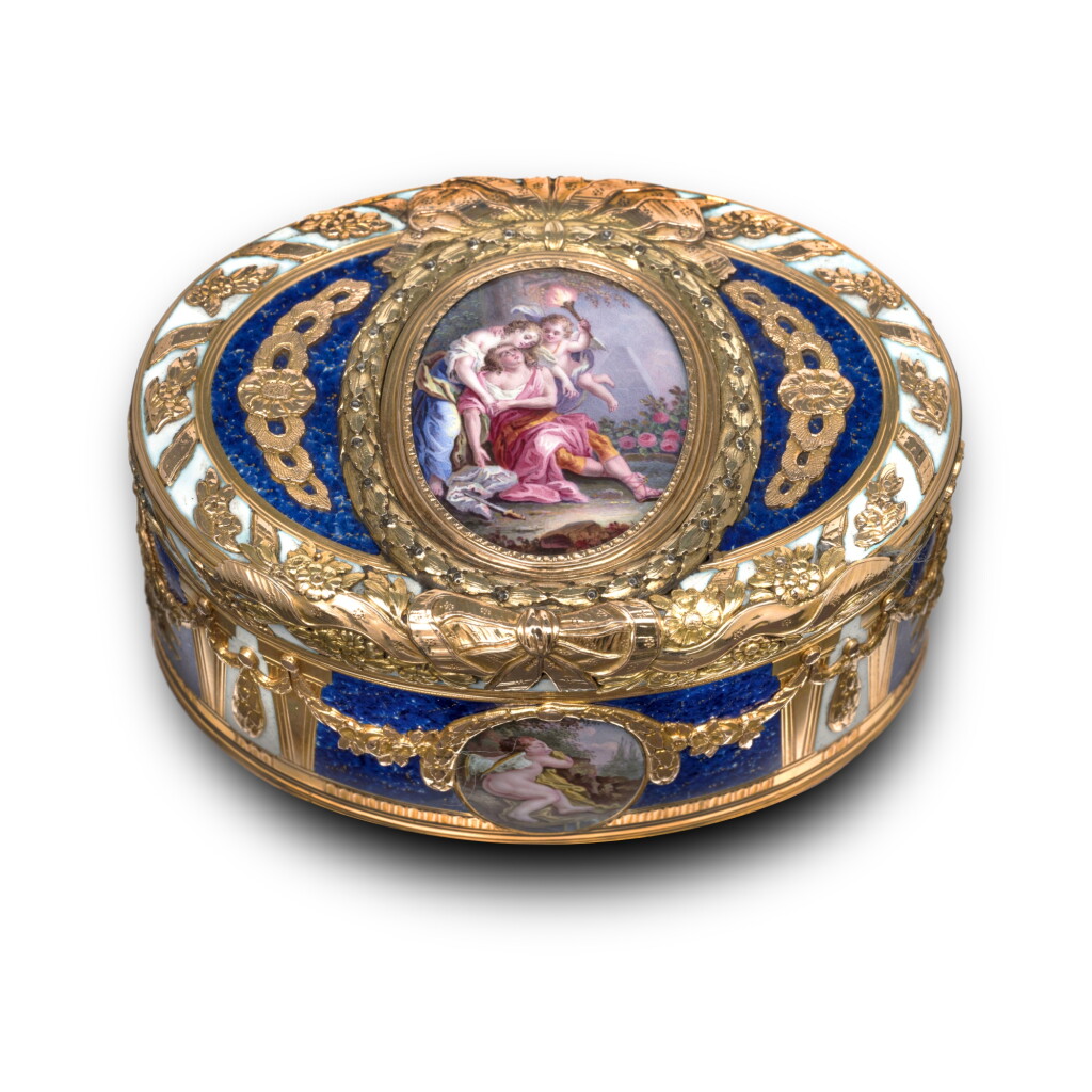 View full screen - View 1 of Lot 1265. A two-colour gold and enamel snuff box, late 19th century.