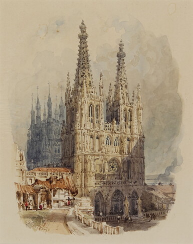 View full screen - View 1 of Lot 652. MYLES BIRKET FOSTER | The West front of the Cathedral, Burgos, Spain .