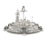 A Victorian electroplate commemorative cruet stand, late 19th century