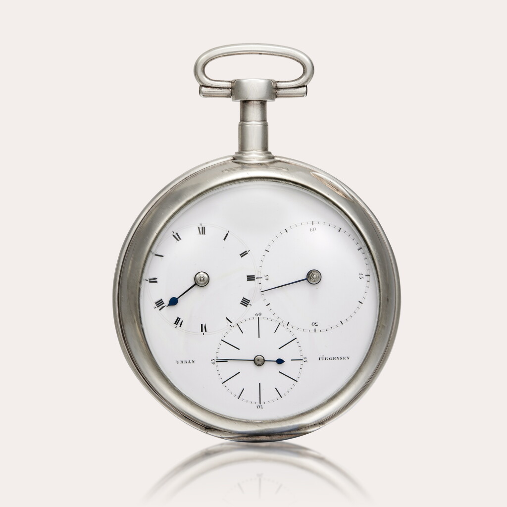 View full screen - View 1 of Lot 289. A silver consular-cased pocket chronometer with spring detent escapement, gold helical spring and regulator dial, sold to Count Adam Wilhelm Moltke | Circa 1818.