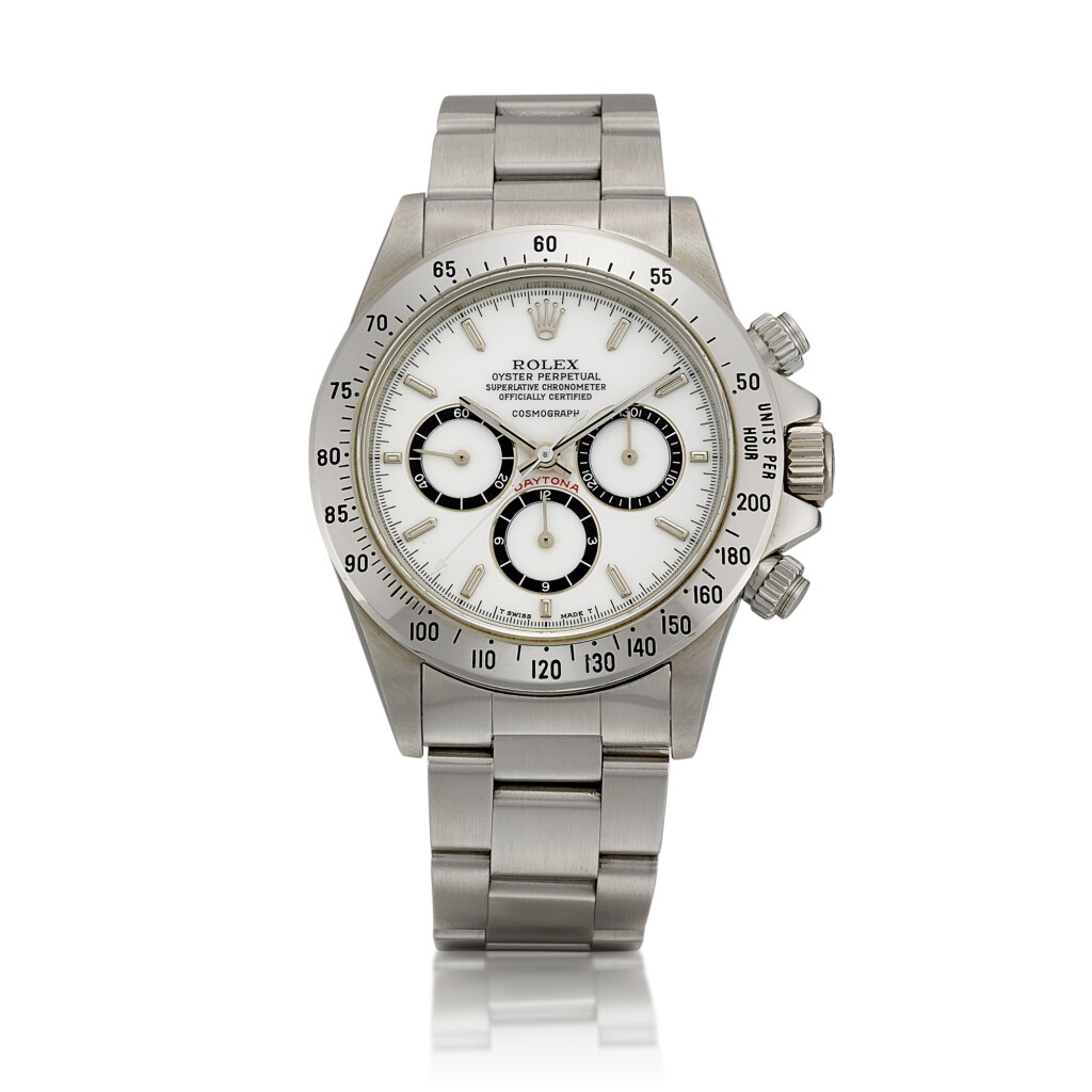 View full screen - View 1 of Lot 2142. Cosmograph Daytona, Reference 16520 | A stainless steel chronograph wristwatch with porcelain dial, suspended logo and bracelet, Circa 1989 | 勞力士 | Cosmograph Daytona, 型號16520 | 精鋼計時鏈帶腕錶,備 porcelain 錶盤及懸浮標誌,約1989年製.