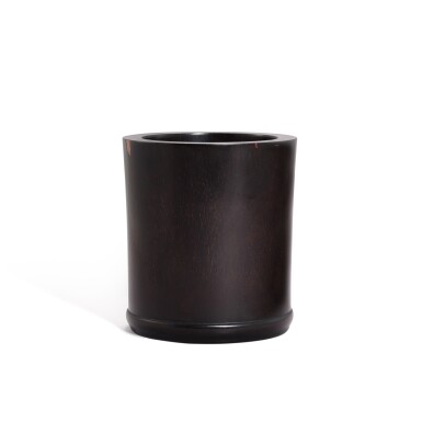 View full screen - View 1 of Lot 3643. A zitan brushpot, Qing dynasty, 19th century | 清十九世紀 紫檀筆筒 《墨林秘玩》款.