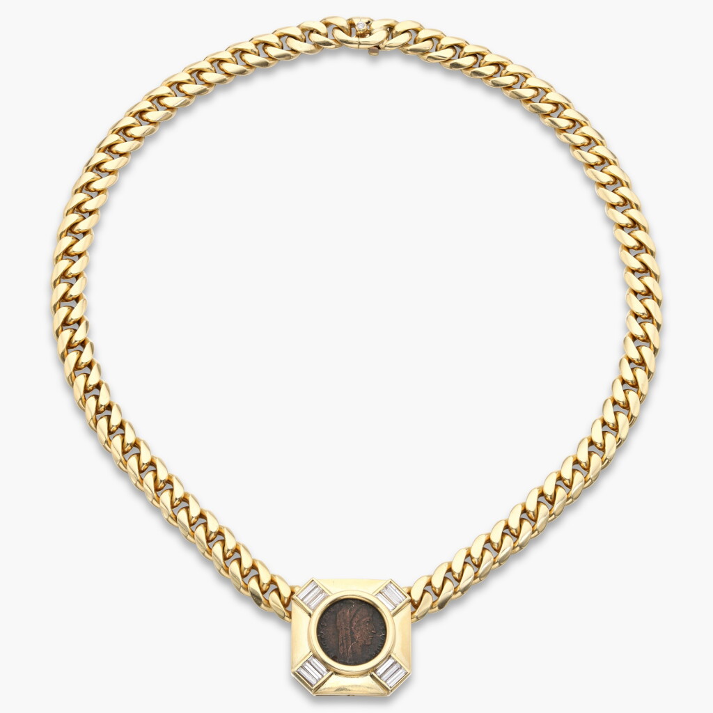 View full screen - View 1 of Lot 793. Gold, Ancient Coin and Diamond ‘Monete’ Necklace.