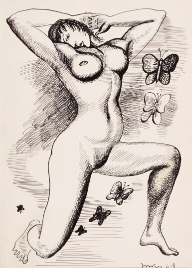 View full screen - View 1 of Lot 26. ÜLO SOOSTER | NUDE WITH BUTTERFLIES.