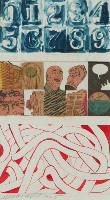 View full screen - View 1 of Lot 459. Working Drawing for Johns 0 Through 9, Fahlstrom Elements, Rosenquist Spaghetti.