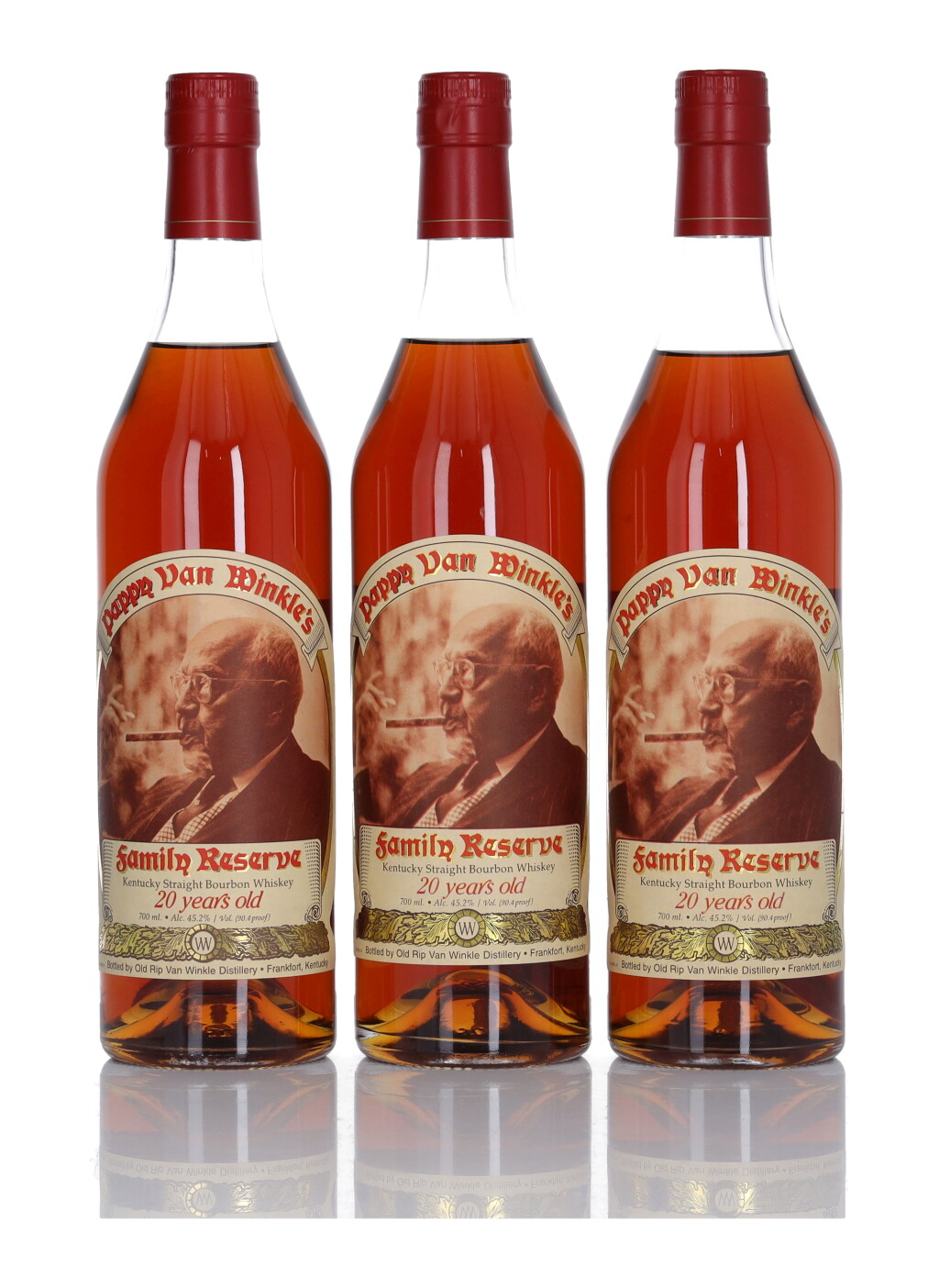 View full screen - View 1 of Lot 126. Pappy Van Winkle's 20 Year Old Family Reserve 90.4 Proof NV (3 Bottles 75cl).