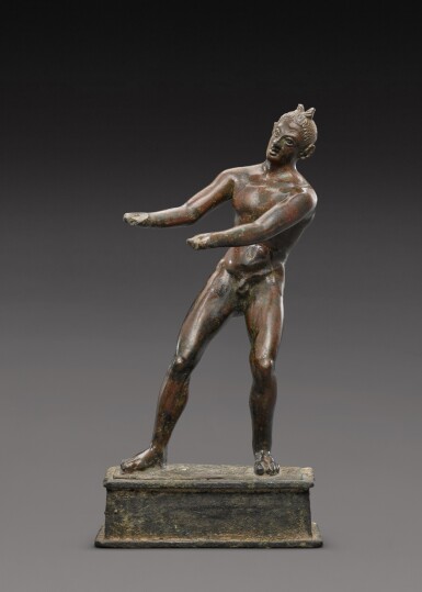 View full screen - View 1 of Lot 259. A Roman Bronze Figure of a Satyr, circa 2nd Century A.D..