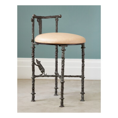 View full screen - View 1 of Lot 158. Lot 158 DIEGO GIACOMETTI | "TABOURET DE COIFFEUSE À LA SOURIS".