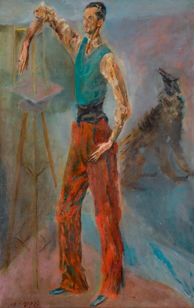 View full screen - View 1 of Lot 108. ALEXIS PAUL ARAPOFF | Self-Portrait with Dog .