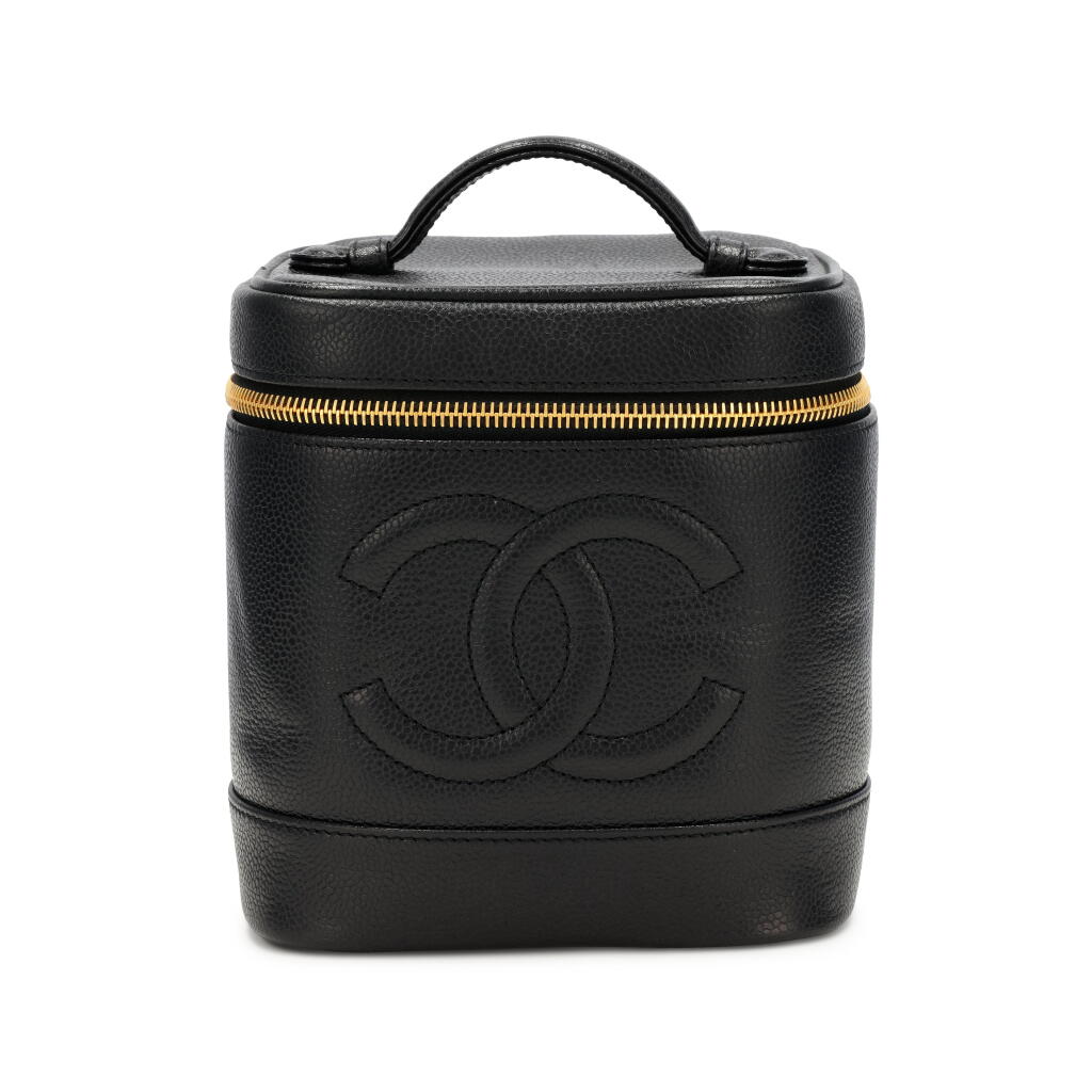 View full screen - View 1 of Lot 161. Black Caviar Timeless CC Tall Vanity Case Gold Hardware, 1996-1997.