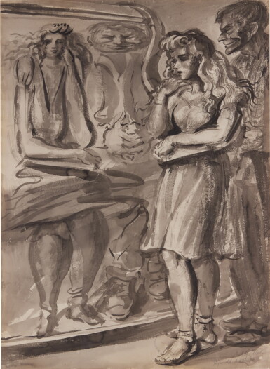 View full screen - View 1 of Lot 729. In the Fun House and Two Girls: A Double Sided Work.