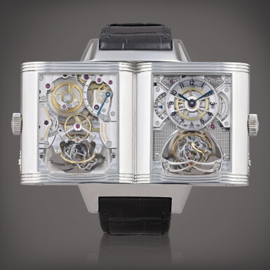 View full screen - View 1 of Lot 461. Reverso Gyrotourbillon 2, reference 233.64.20 Montre bracelet reversible gyrotourbillon en platine avec date et indicateur de réserve de marche | Platinum reversible gyrotourbillon wristwatch with date and power reserve indication Vers 2010 | Circa 2010.