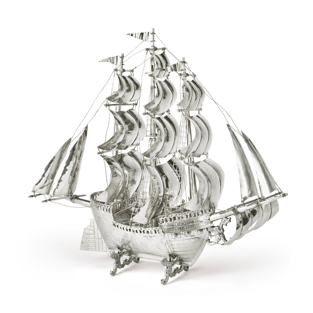 View full screen - View 1 of Lot 875. A CONTINENTAL SILVER NEF, 20TH CENTURY.
