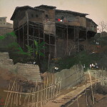 Wu Guanzhong 吳冠中 | Wooden-pillar Houses of Sichuan 四川吊腳樓