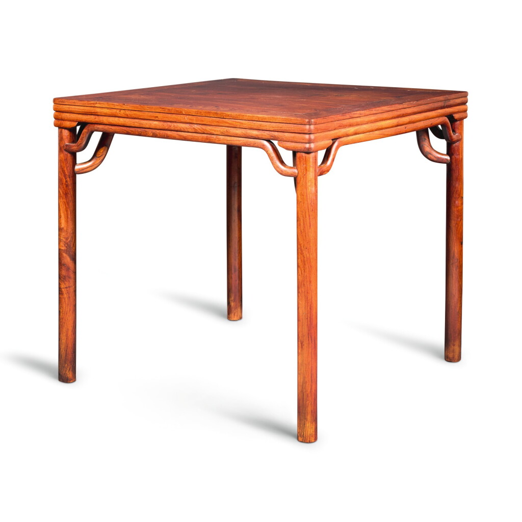 View full screen - View 1 of Lot 108. A HUANGHUALI SQUARE TABLE QING DYNASTY, 18TH CENTURY | 清十八世紀 黃花梨拼櫸木霸王棖方桌.