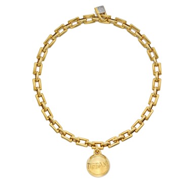 View full screen - View 1 of Lot 593. Gold and Diamond Pendant-Necklace.