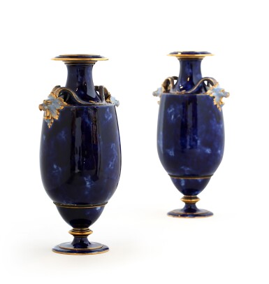 View full screen - View 1 of Lot 88. A PAIR OF SÈVRES PORCELAIN VASES "À DOUBLE CULOT", THE MODEL DESIGNED IN 1853 BY H.J. REGNIER UNDER THE DIRECTION OF JULES-CONSTANT-JEAN-BAPTISTE PEYRE (1811-1871), DATED 1868 | PAIRE DE VASES "À DOUBLE CULOT" EN PORCELAINE DE SÈVRES, LE MODÈLE DESSINÉ EN 1853 PAR H.J. REGNIER SOUS LA DIRECTION DE JULES-CONSTANT-JEAN-BAPTISTE PEYRE (1811-1871), DATÉS 1868.