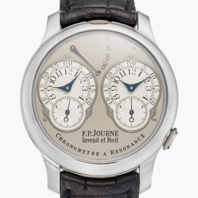 View full screen - View 1 of Lot 66. Chronomètre à Résonance | A platinum dual time zone wristwatch with power reserve indication, Circa 2008.
