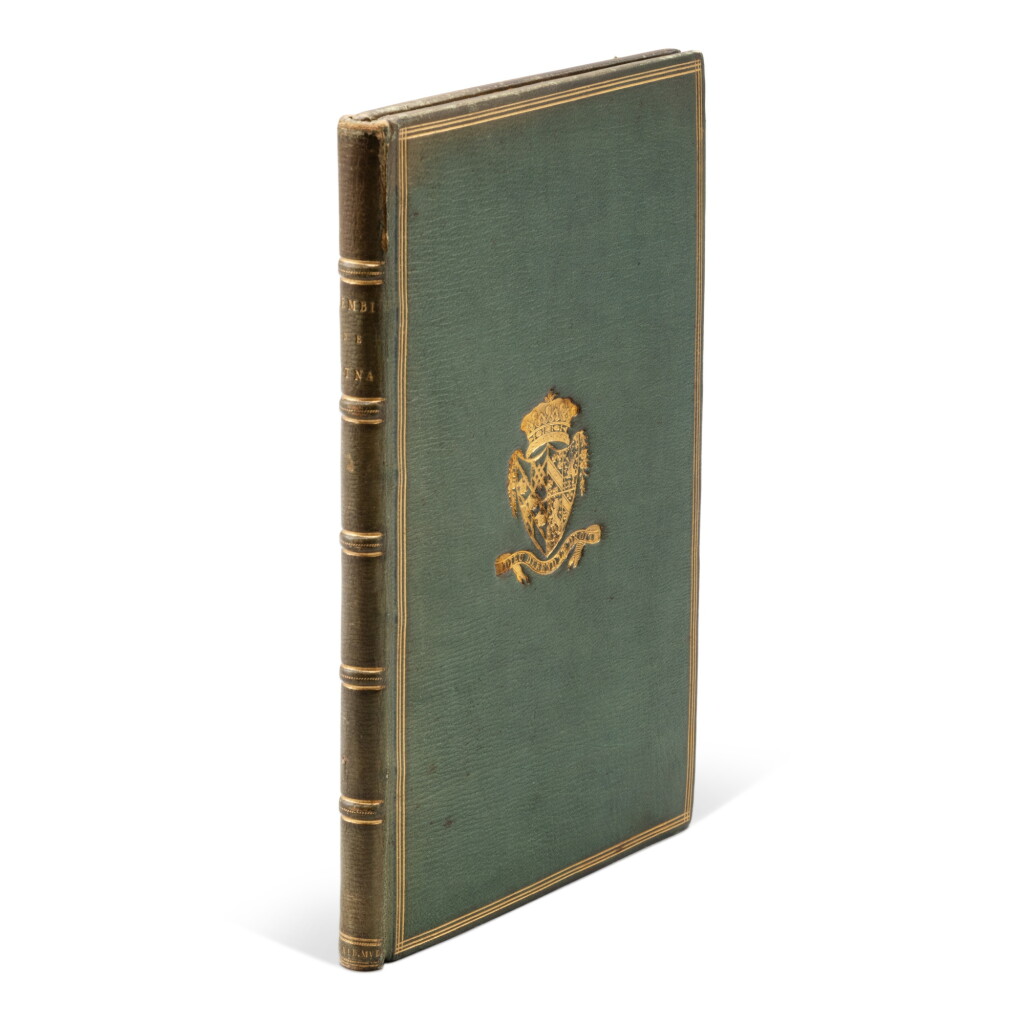 View full screen - View 1 of Lot 176. Bembo, De Aetna, Venice, Aldus, 1495, green morocco by Kalthoeber, Spencer-Rylands copy.