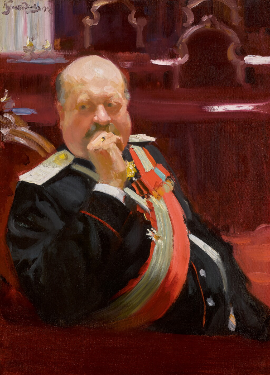 View full screen - View 1 of Lot 54. BORIS MIKHAILOVICH KUSTODIEV | Portrait of Count Alexei Pavlovich Ignatiev.
