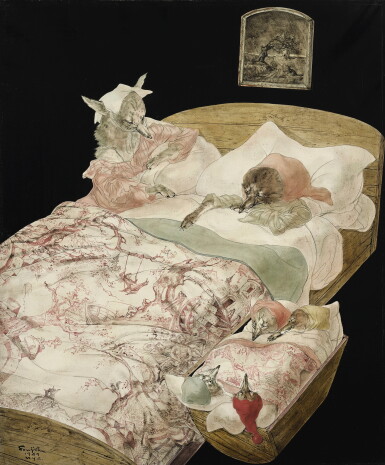 View full screen - View of Léonard Tsuguharu Foujita 藤田嗣治 | Le rêve (Hommage à La Fontaine) 夢境(致敬拉封丹).