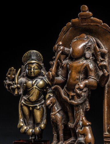 View full screen - View 1 of Lot 20. Two bronze figures of Bhairava, India, 13th and 15th century.