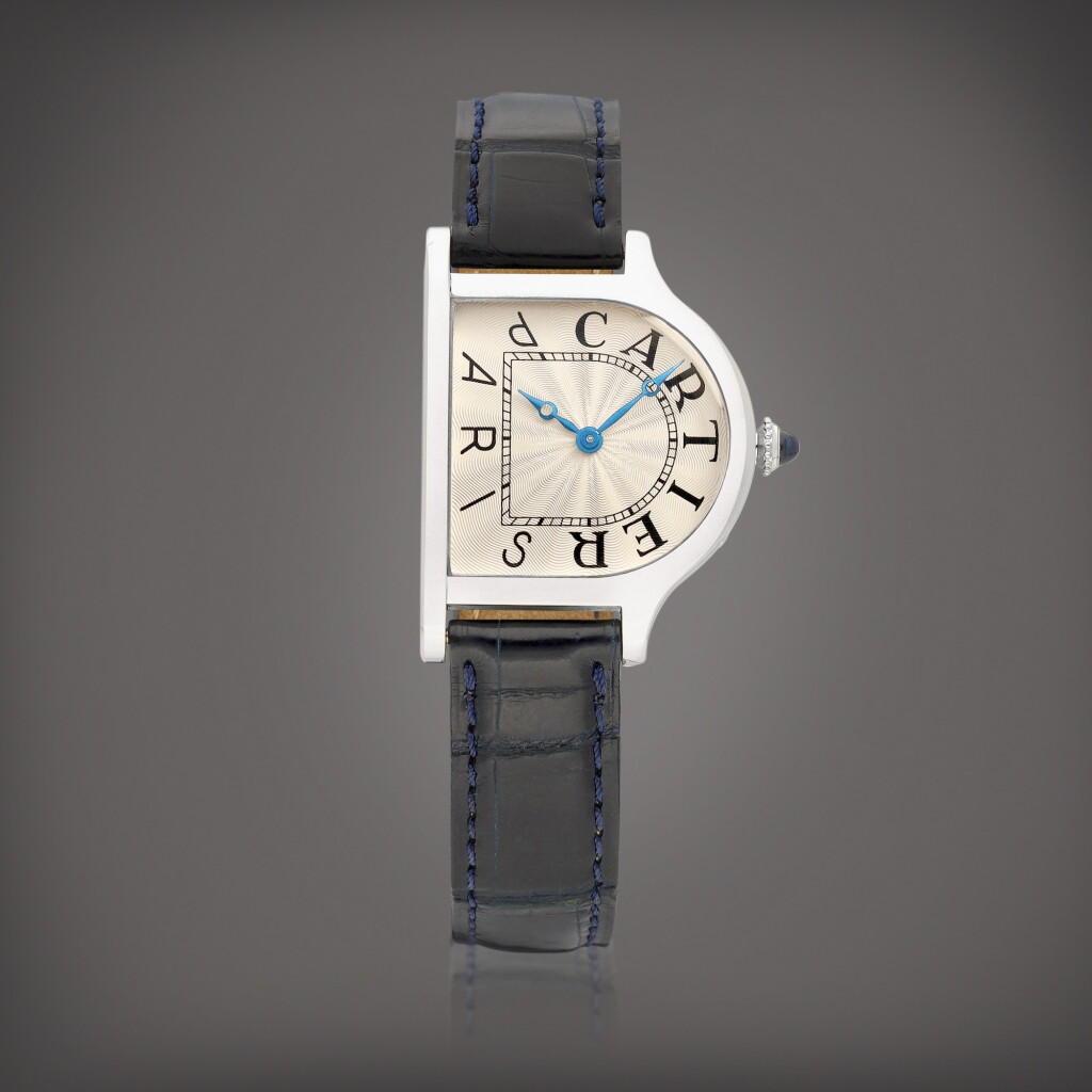 View full screen - View 1 of Lot 2134. Paris "Cloche", No. 1/1 A unique platinum wristwatch, Made for the thematic auction 'The Magical Art of Cartier', Circa 1996 | 卡地亞 | Paris "Cloche",編號1/1 獨一無二鉑金腕錶,為 'The Magical Art of Cartier' 拍賣而製,約1996年製.
