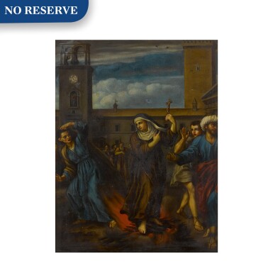 View full screen - View 1 of Lot 45. Saint Rose of Viterbo standing on a pyre and defeating a sorceress.