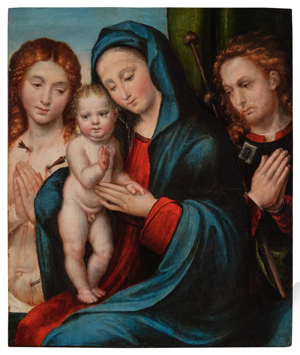 View full screen - View 1 of Lot 454. Madonna and Child with Saints Sebastian and Roch.