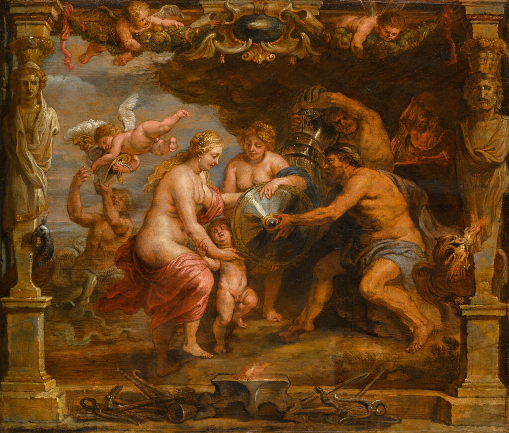 View full screen - View 1 of Lot 344. Thetis receiving the Armour of Achilles from Vulcan.