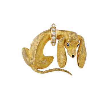 View full screen - View 1 of Lot 85. Broche onyx et diamants | Onyx and diamond brooch.