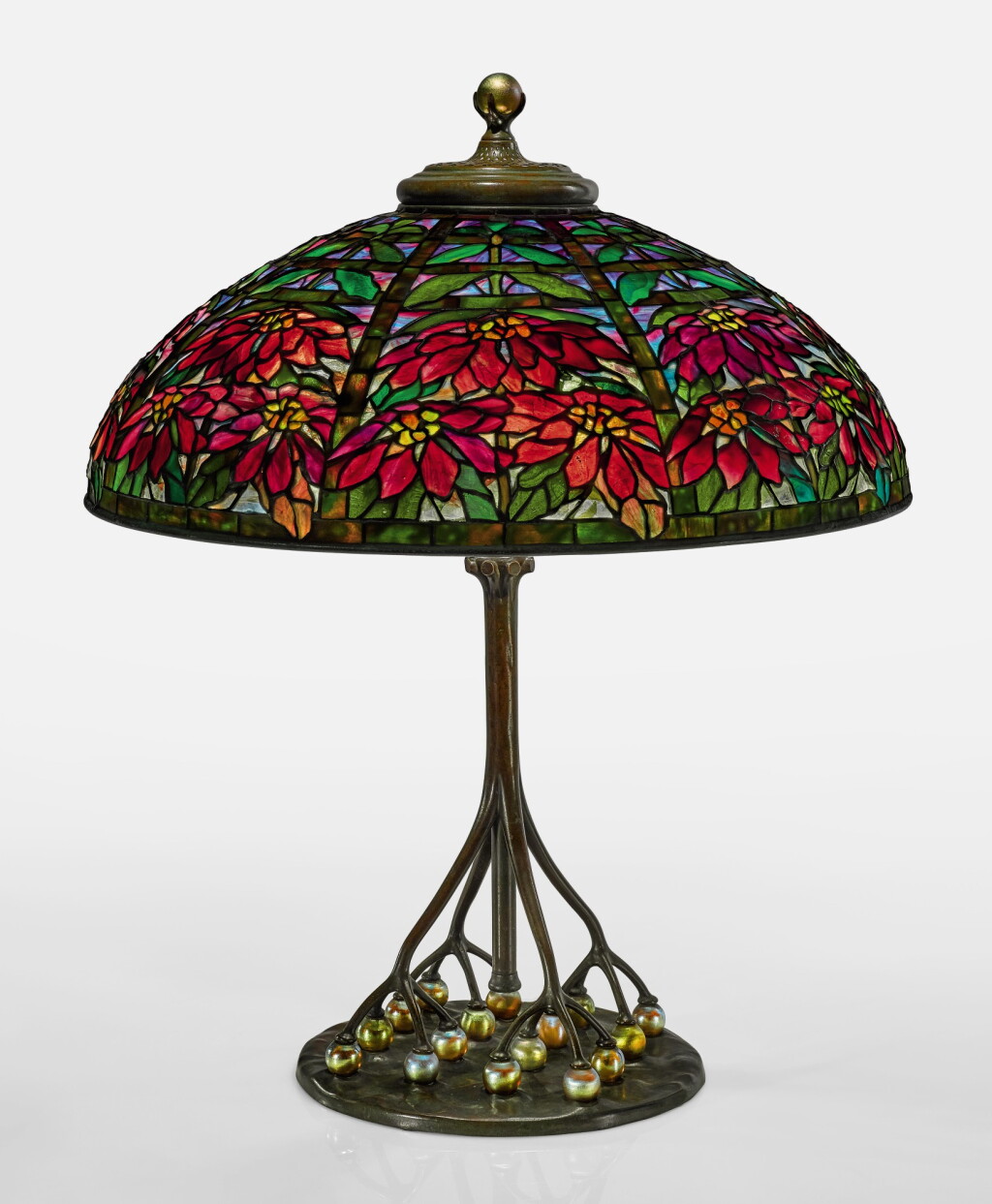 View full screen - View 1 of Lot 418. TIFFANY STUDIOS | "DOUBLE POINSETTIA" TABLE LAMP.