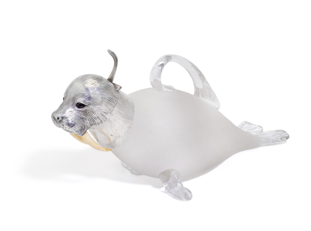 View full screen - View 1 of Lot 129. A silver mounted walrus claret jug, Alexander Crichton, London, 1882.