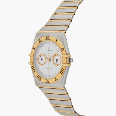 View full screen - View 1 of Lot 42. Constellation Day Date 'Owl' | A steel and gold quartz wristwatch on bracelet, Circa 1987 | Ref.396.1070.