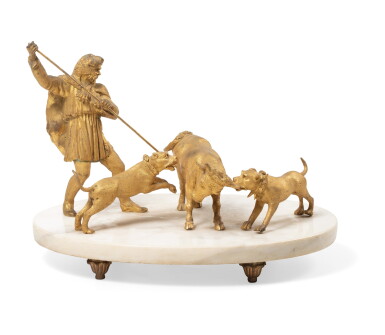 View full screen - View 1 of Lot 124. Italian, probably Neapolitan, early 19th century | A group depicting the Bull hunt,.