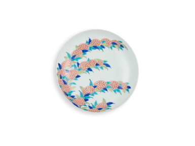 View full screen - View 1 of Lot 2113. A porcelain dish, Nabeshima ware, Hizen, Edo period, late 17th – early 18th century | 色絵小手毬文皿 肥前 鍋島藩窯 江戸時代中期 17世紀後半~18世紀前半.