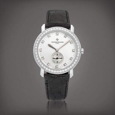 View full screen - View 1 of Lot 8795. Reference 81000 | A white gold and diamond-set wristwatch, Circa 2008 | 江詩丹頓 | 型號81000 | 白金鑲鑽石腕錶,約2008年製.