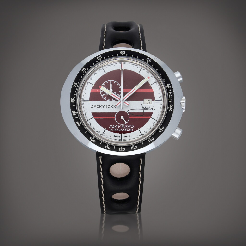 View full screen - View 1 of Lot 493. Easy Rider 'Jacky Ickx', Reference 429.801 | A stainless steel chronograph wristwatch with date | Circa 1971.