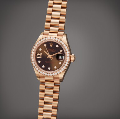 View full screen - View 1 of Lot 97. Reference 279135RBR Datejust | A pink gold and diamond-set automatic wristwatch with date and bracelet, Circa 2018 | 勞力士 型號 279135RBR Datejust 粉紅金及鑽石自動上鏈鍊帶腕錶,備日期顯示,製作年份約 2018.