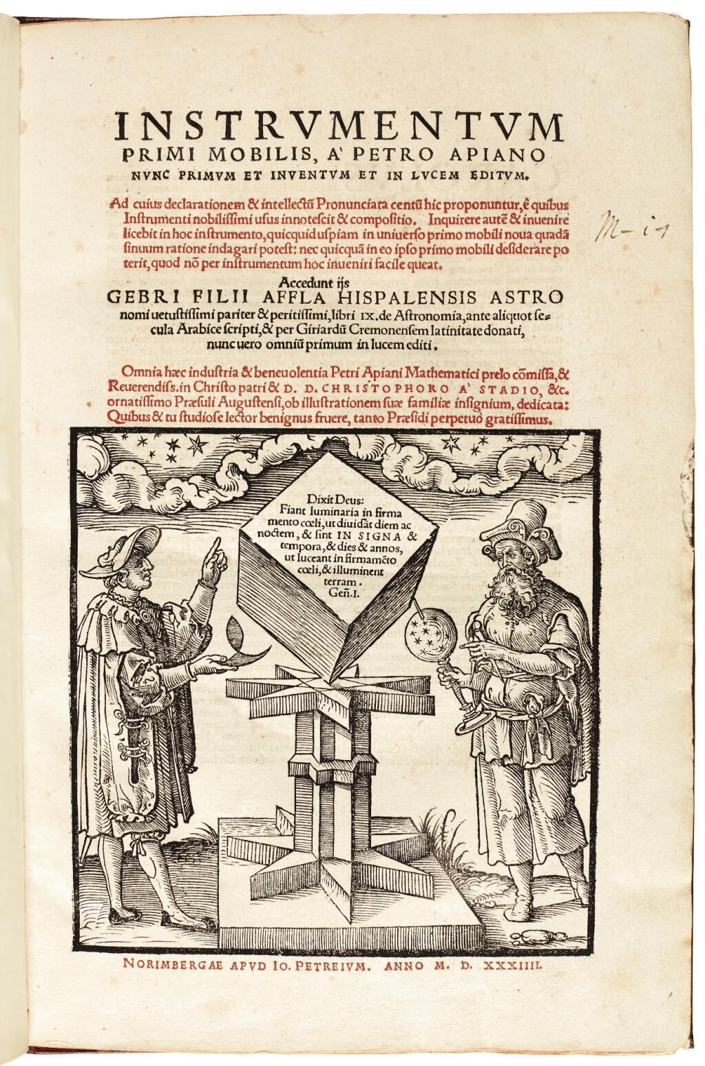 View full screen - View 1 of Lot 140. Apianus, Instrumentum primi mobilis, Nuremberg, 1534, modern binding.